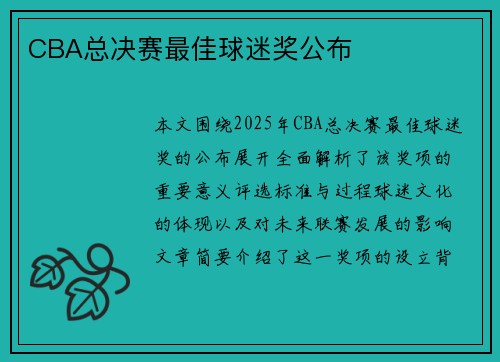 CBA总决赛最佳球迷奖公布