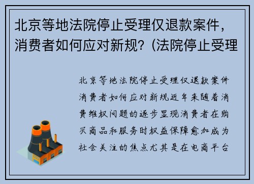 北京等地法院停止受理仅退款案件，消费者如何应对新规？(法院停止受理案件时间)